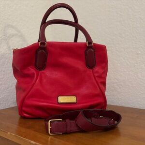 Marc by Marc Jacobs Red Pebbled Leather Satchel Top Handle Crossbody Bag